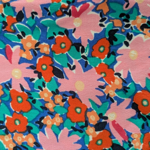 bright blue & pink floral peplum style LOFT top medium - Picture 2 of 3
